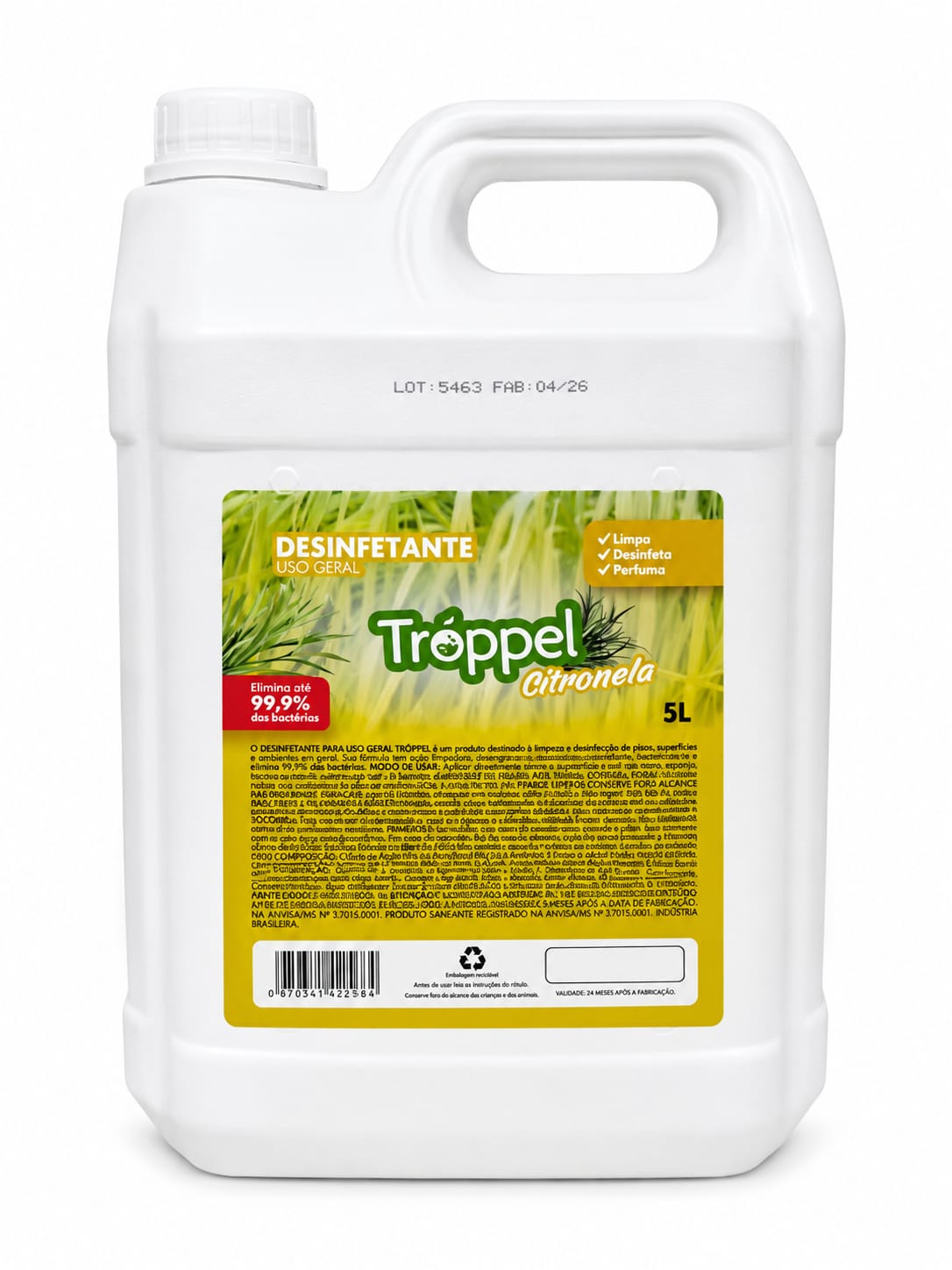 Desinfetante Citronela – 5 Litros/Tróppel