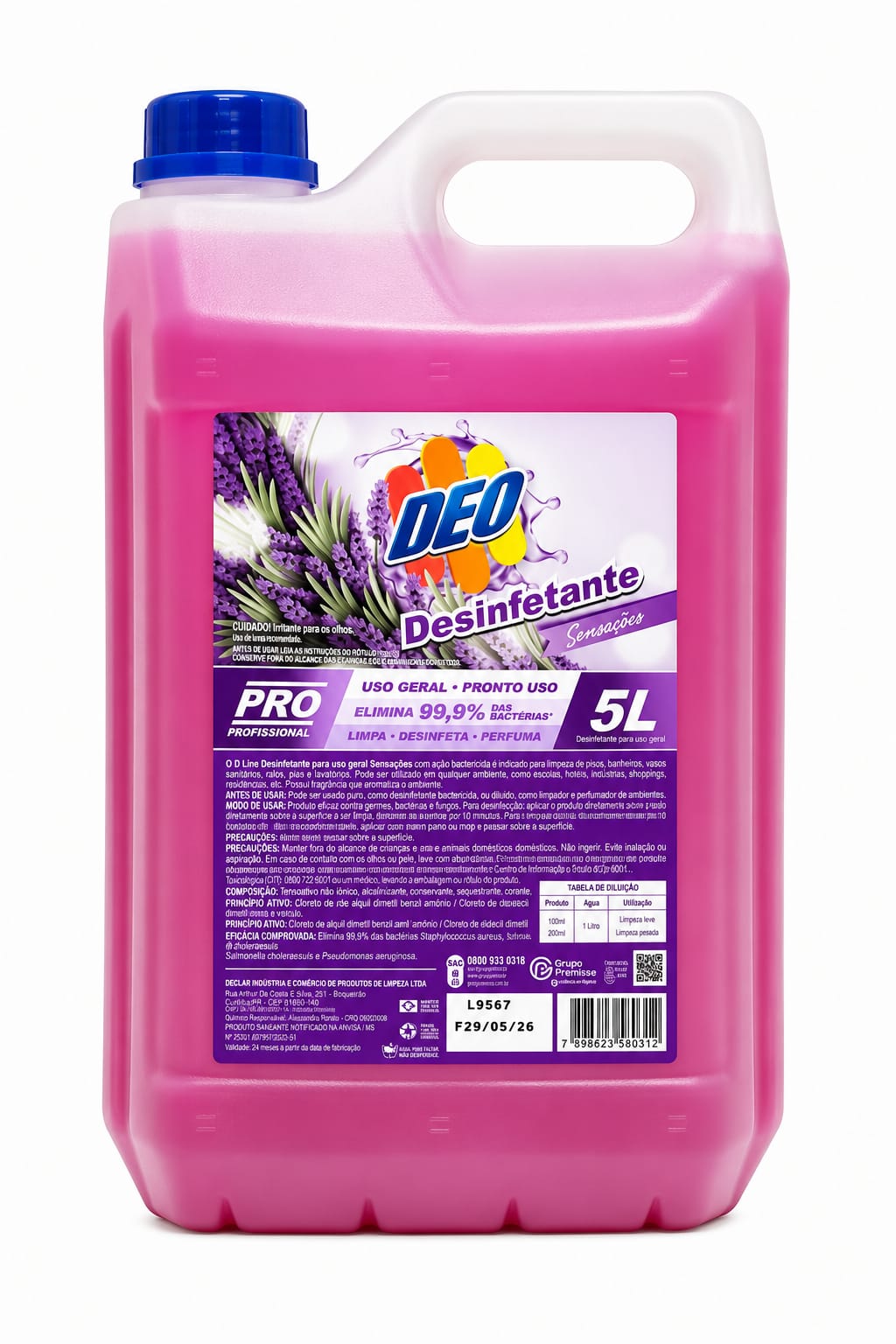 Desinfetante Deo Sensações Lavanda – 5 Litros